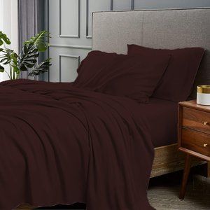 KING - CHOCOLATE - 4 Piece Bamboo Bed Sheet Set